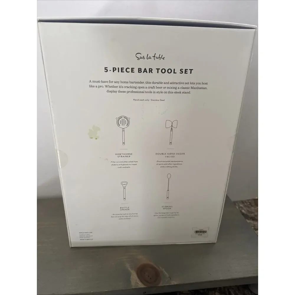 Bar Tool Set- Sur La Table- 5 Piece Tool Set - New In Box- Sealed - Bartender